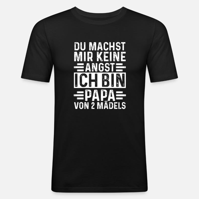 Vater 2 Töchter Papa Geschenk - Männer Slim Fit T-Shirt - Schwarz