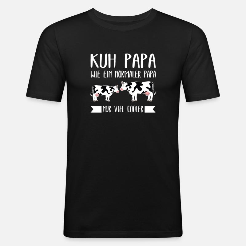 Kuh Papa Kühe Bauer Geschenk - Männer Slim Fit T-Shirt - Schwarz