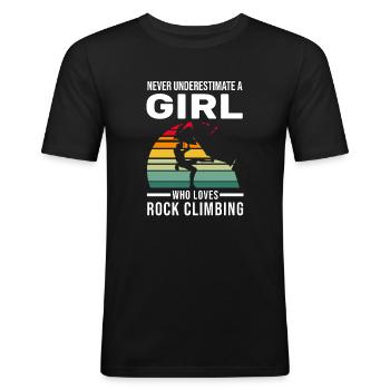 Escalade fille de l’escalade girl cadeau - T-shirt près du corps Homme - noir - Devant - Nik (191cm)