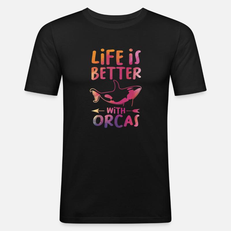 Orca Orca Geschenk - Männer Slim Fit T-Shirt - Schwarz