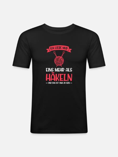 Häkeln Oma Handarbeit Geschenk - Männer Slim Fit T-Shirt - Schwarz