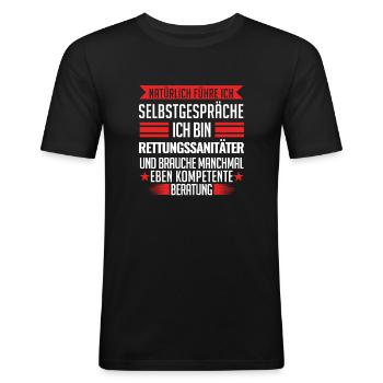 Rettungssanitäter Rettungsdienst Geschenk - Männer Slim Fit T-Shirt - Schwarz - Vorne - Nik (191cm)