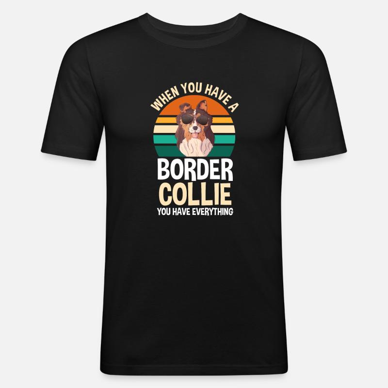Border Collie Border Collie gave - Slim Fit T-skjorte for menn - svart