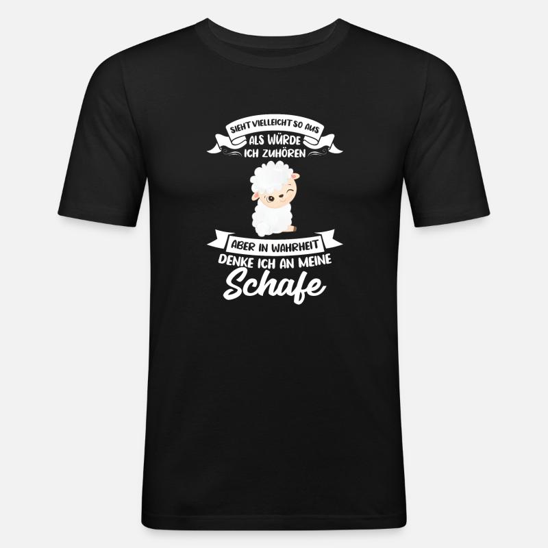 Schafe Schaf Schäfer Geschenk - Männer Slim Fit T-Shirt - Schwarz