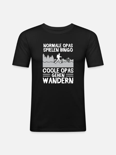 Wanderer Opa Bergsteiger Geschenk - Männer Slim Fit T-Shirt - Schwarz
