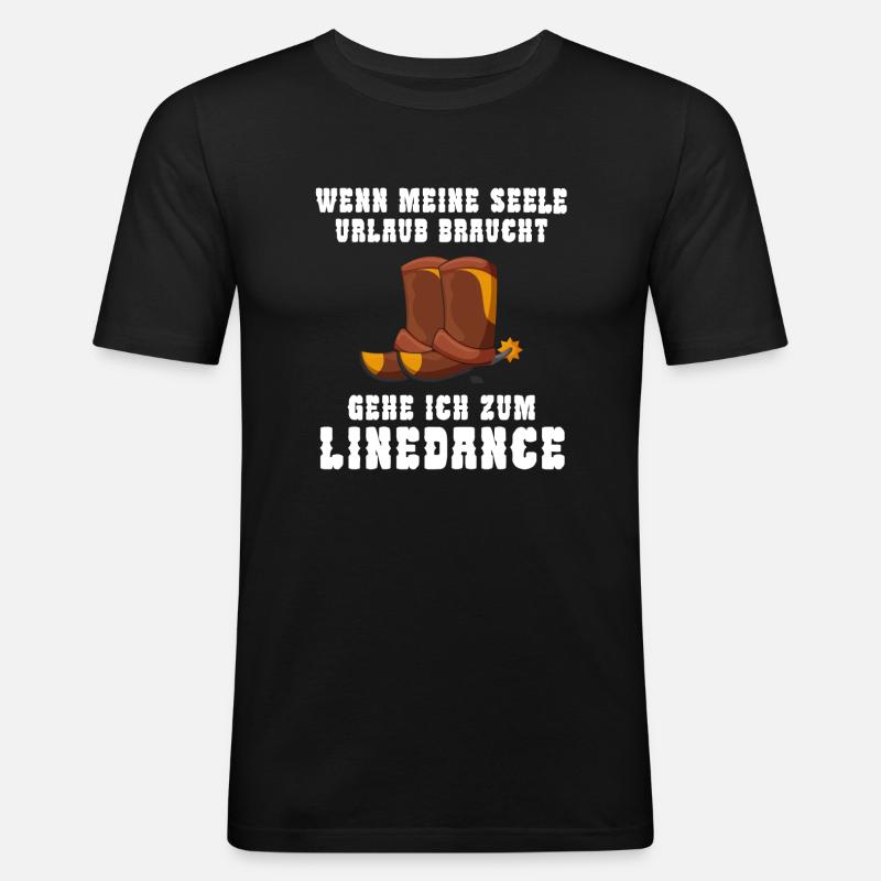 Linedance Linedancer Tänzer Geschenk - Männer Slim Fit T-Shirt - Schwarz