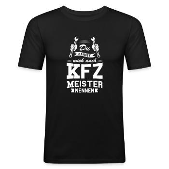 KFZ Meister KFZ-Mechaniker Mechaniker Geschenk - Männer Slim Fit T-Shirt - Schwarz - Vorne - Nik (191cm)