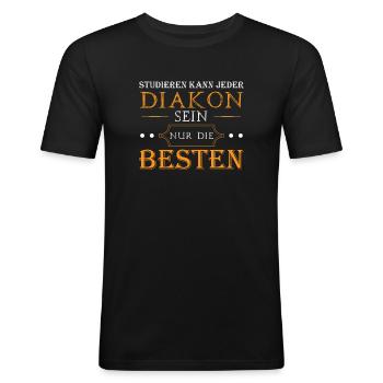Diakon Job Diakonat Geschenk - Männer Slim Fit T-Shirt - Schwarz - Vorne - Nik (191cm)