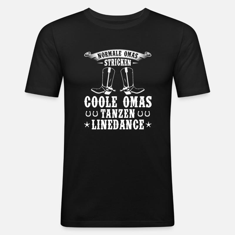 Linedance Oma Großmutter Geschenk - Männer Slim Fit T-Shirt - Schwarz