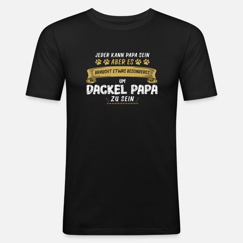Dackel Papa Dachshund Geschenk - Männer Slim Fit T-Shirt - Schwarz