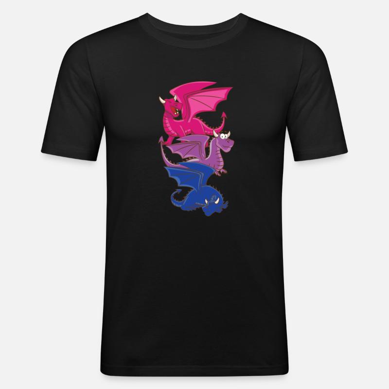 Bisexueller Drache Bisexuell - Männer Slim Fit T-Shirt - Schwarz