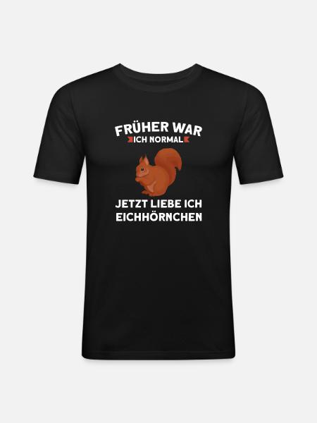 Eichhörnchen Tier Eichhörnchenliebhaber Geschenk - Männer Slim Fit T-Shirt - Schwarz