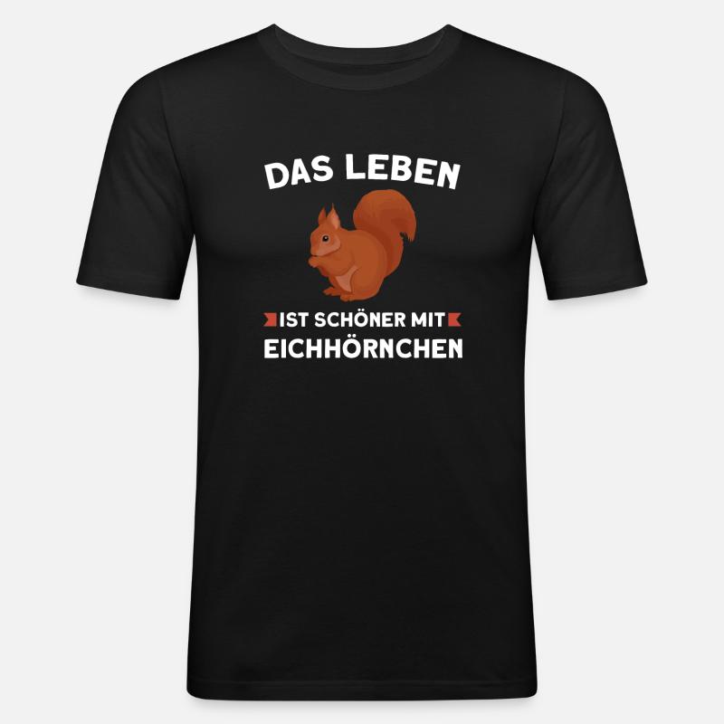 Eichhörnchen Tier Tiere Geschenk - Männer Slim Fit T-Shirt - Schwarz