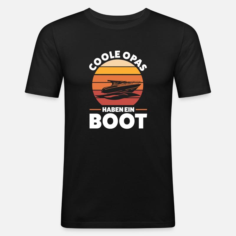 Boot Opa Segelboot Geschenk - Männer Slim Fit T-Shirt - Schwarz