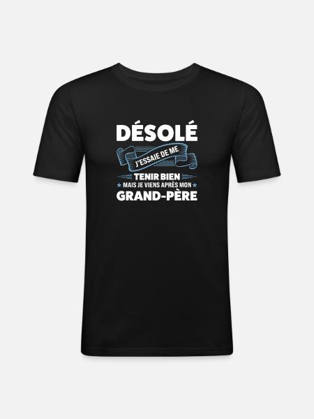 Papi Papi Famille Geschenk - Männer Slim Fit T-Shirt - Schwarz