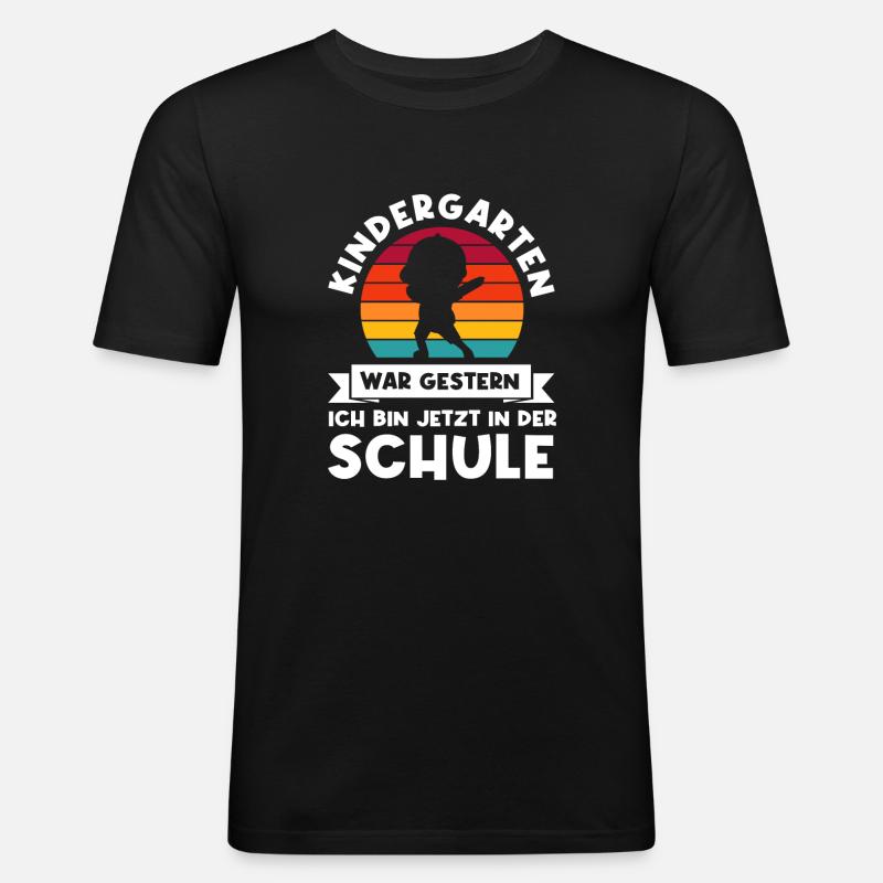 Schulkind Dabbing Schulbeginn Geschenk - Männer Slim Fit T-Shirt - Schwarz