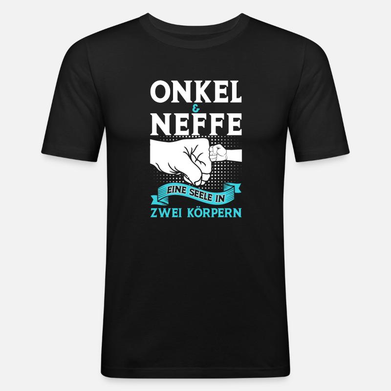 Onkel Neffe Onkels Geschenk - Männer Slim Fit T-Shirt - Schwarz