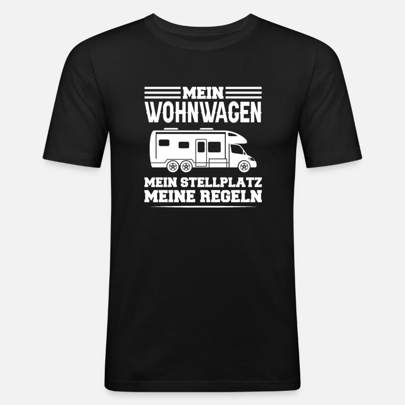 Campen camper Wanderung Geschenk - Männer Slim Fit T-Shirt - Schwarz