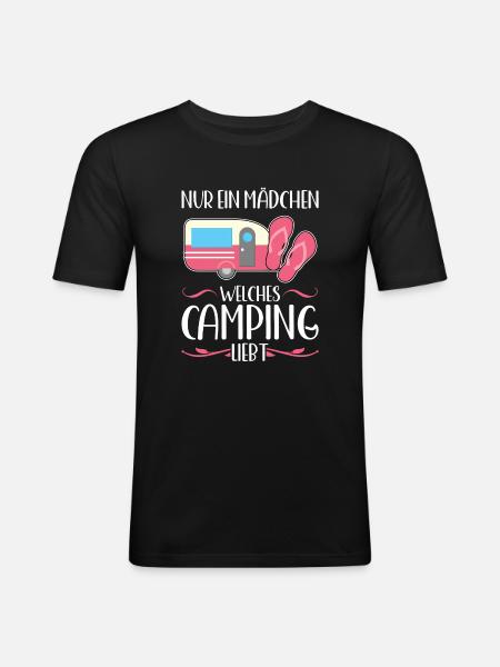 Campen camper Wanderung Geschenk - Männer Slim Fit T-Shirt - Schwarz