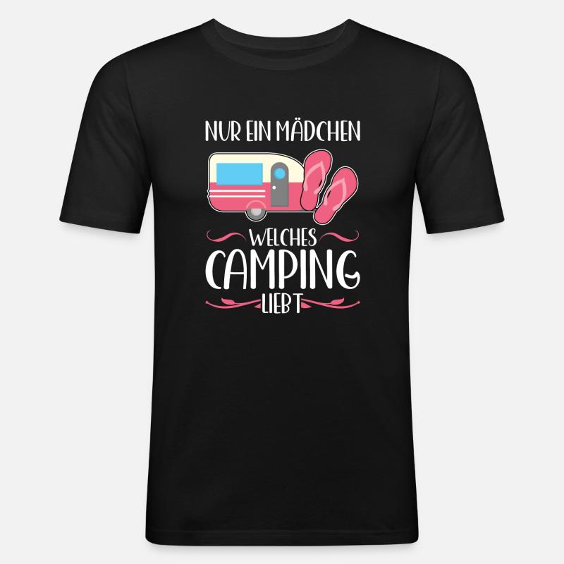 Campen camper Wanderung Geschenk - Männer Slim Fit T-Shirt - Schwarz