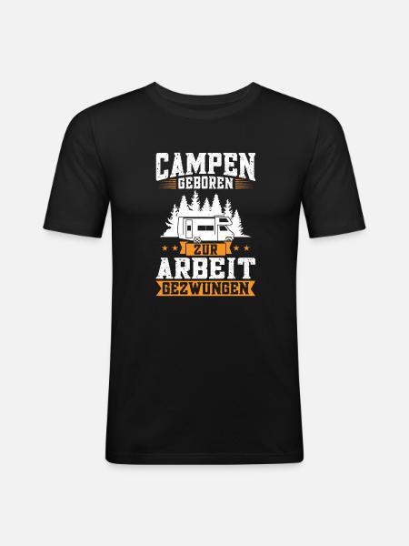 Campen camper Wanderung Geschenk - Männer Slim Fit T-Shirt - Schwarz
