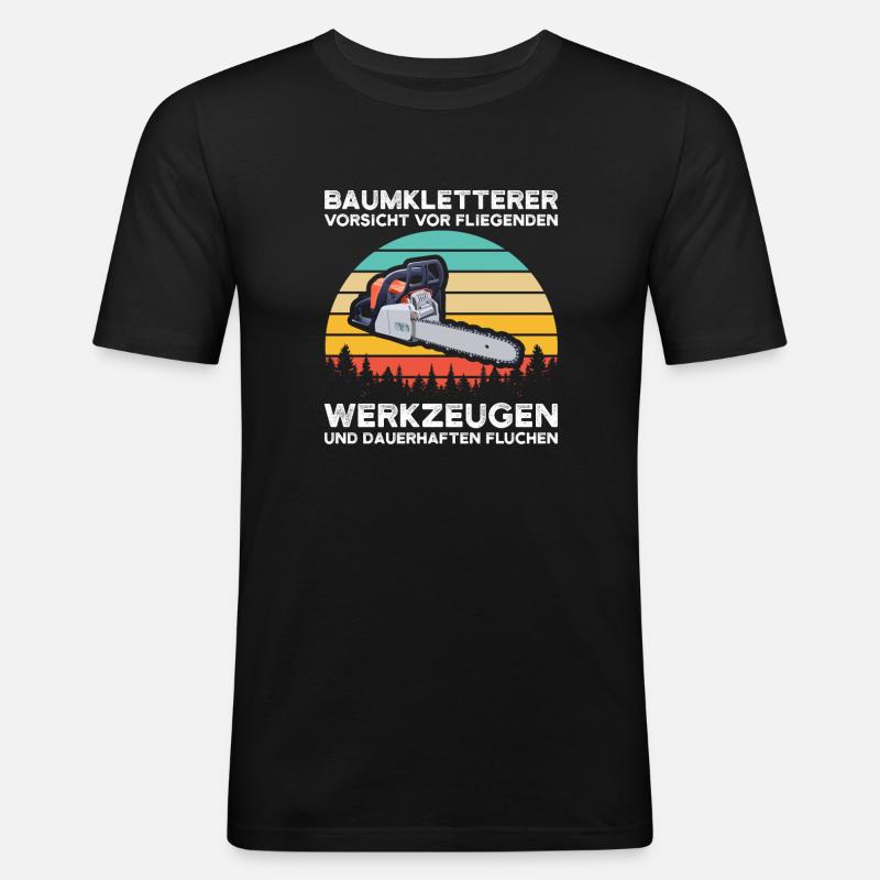 Baumkletterer Arborist Waldarbeiter Geschenk - Männer Slim Fit T-Shirt - Schwarz