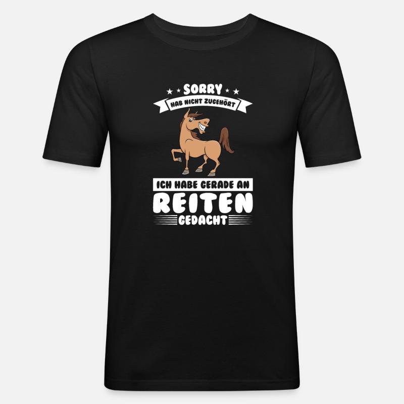 Reiten Mädchen Reitsport Geschenk - Männer Slim Fit T-Shirt - Schwarz