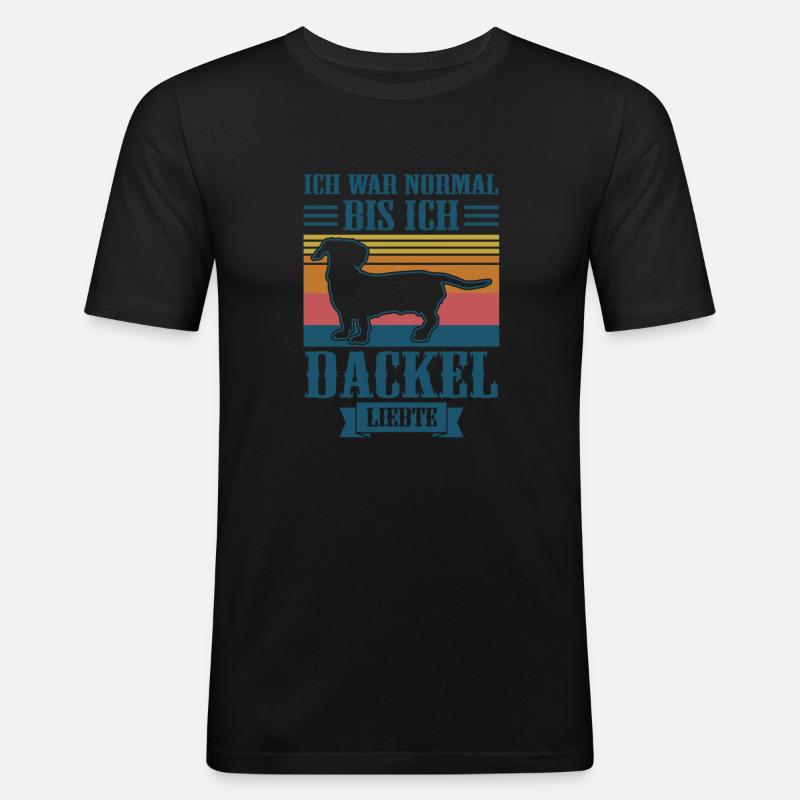 Dackel Hund Dackel Besitzer Geschenk - Männer Slim Fit T-Shirt - Schwarz