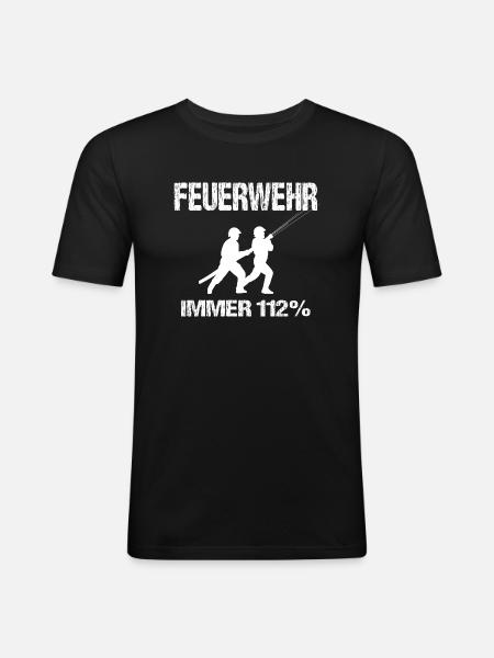 Feuerwehr - Männer Slim Fit T-Shirt - Schwarz