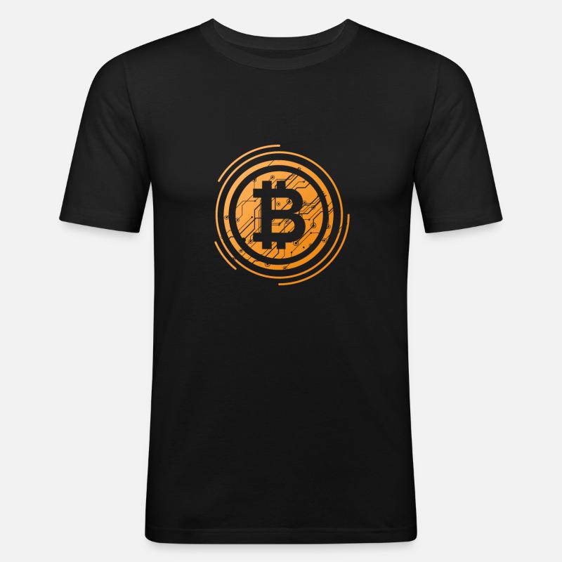 Bitcoin - Männer Slim Fit T-Shirt - Schwarz