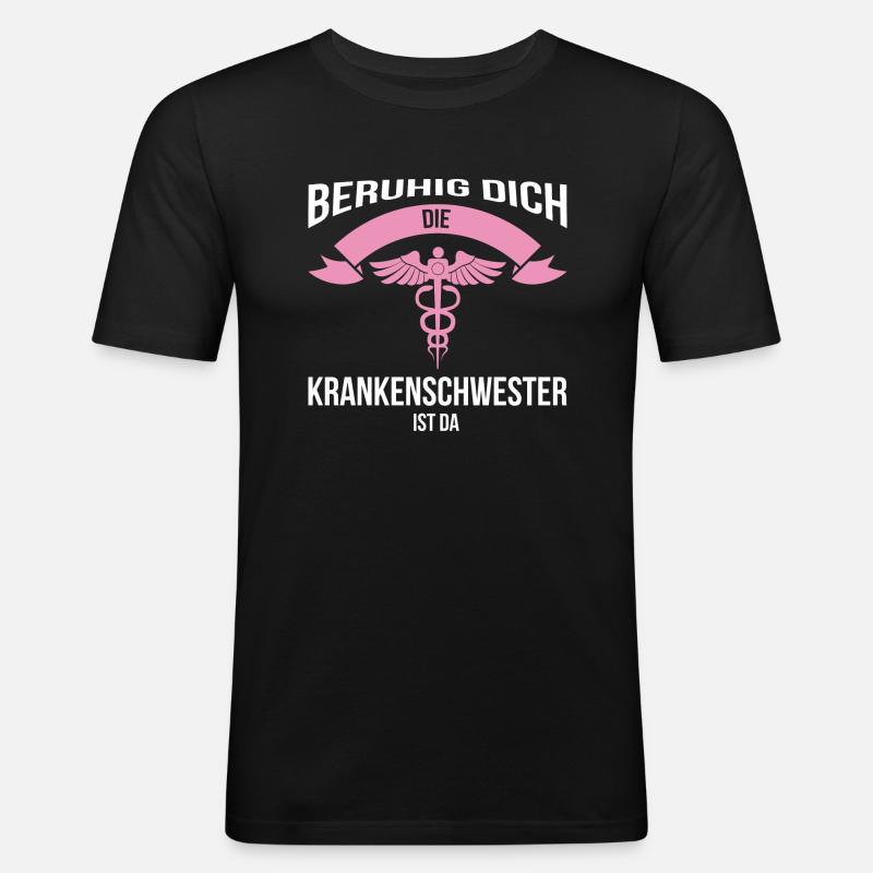 Krankenschwester Beruf Notkrankenschwester Geschen - Männer Slim Fit T-Shirt - Schwarz