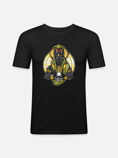 Egyptian God Wolf Anubis Skull - Men's Slim Fit T-Shirt - black