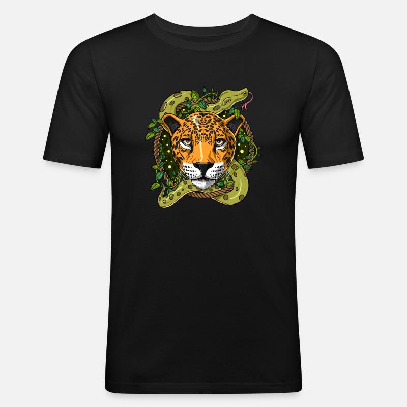 Psychedelische Jaguar Ayahuasca DMT Reise - Männer Slim Fit T-Shirt - Schwarz