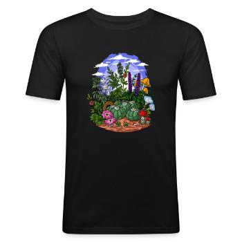 Psychedelic Nature Garden - Men's Slim Fit T-Shirt - black - Front - Nik (191cm)