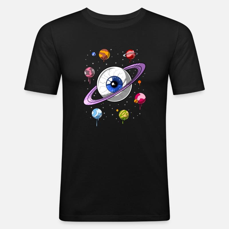Psychedelisches kosmisches Auge - Männer Slim Fit T-Shirt - Schwarz