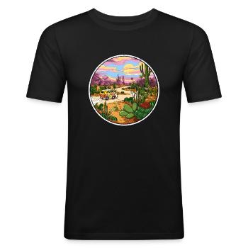 Hippie Cactus Desert Trip - Männer Slim Fit T-Shirt - Schwarz - Vorne - Nik (191cm)