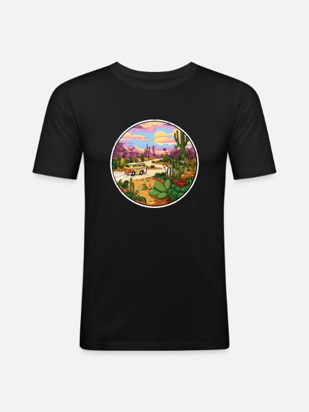 Hippie Cactus Desert Trip - Men's Slim Fit T-Shirt - black