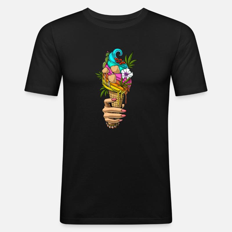 Psychedelisches Eis - Männer Slim Fit T-Shirt - Schwarz
