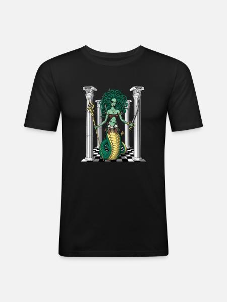 Déesse gorgone méduse - T-shirt près du corps Homme - noir
