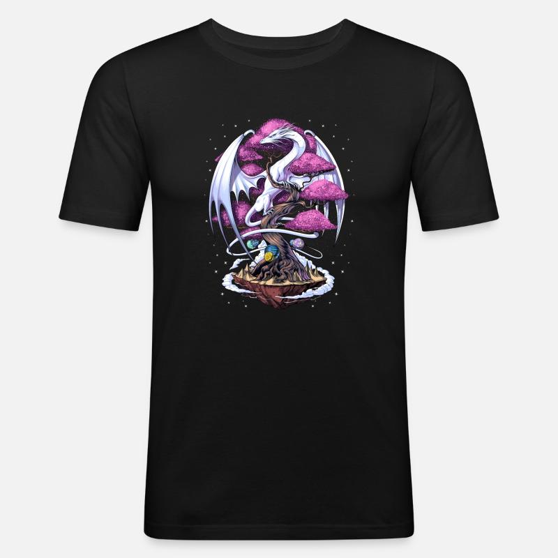 Japanische Drachenkirschblüte - Männer Slim Fit T-Shirt - Schwarz