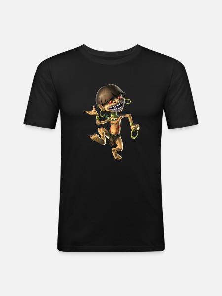 Aztec Mythical Creature Chaneque - Men's Slim Fit T-Shirt - black