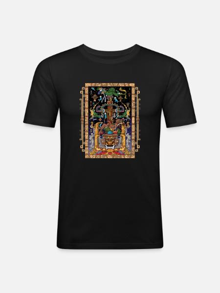 Ancient Mayan King Pakal Sarcophagus - Men's Slim Fit T-Shirt - black