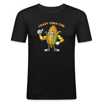 Légumes fous : Épi de maïs Body Builder Pouces en l’air - T-shirt près du corps Homme - noir - Devant - Nik (191cm)
