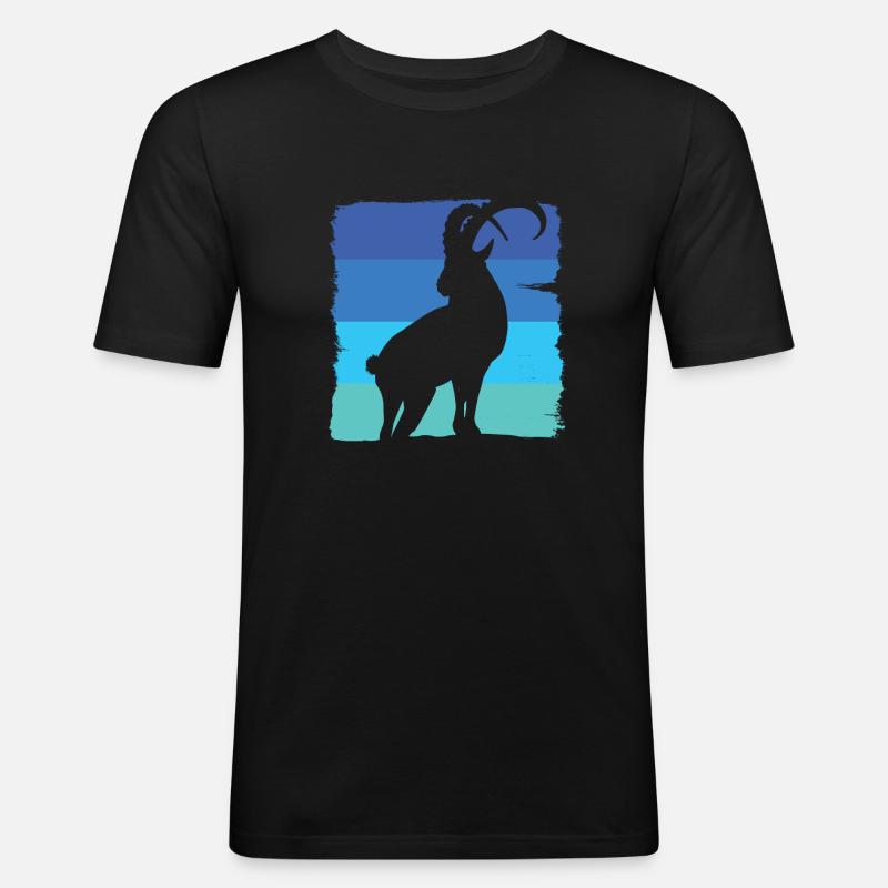 Steinbock Quadrat - Männer Slim Fit T-Shirt - Schwarz