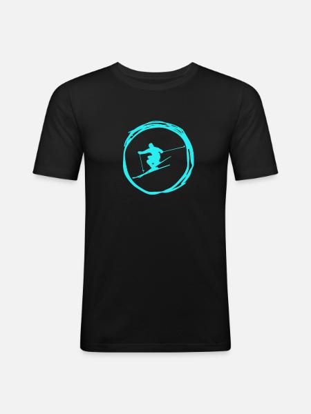 skiing - Männer Slim Fit T-Shirt - Schwarz