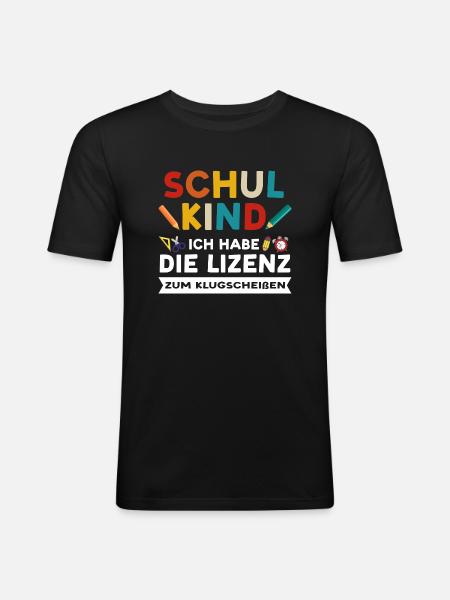 Schulkind Anfang Schulstart Geschenk - Männer Slim Fit T-Shirt - Schwarz
