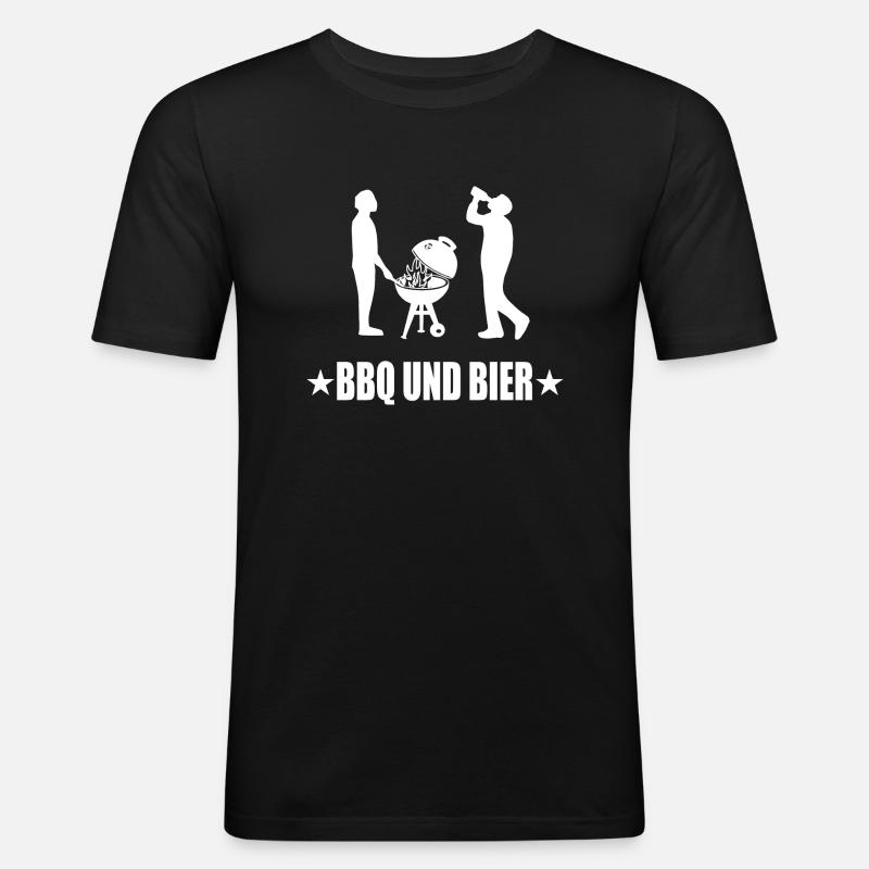 BBQ - Männer Slim Fit T-Shirt - Schwarz