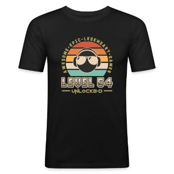 Level 54 - Men's Slim Fit T-Shirt - black - Front - Nik (191cm)
