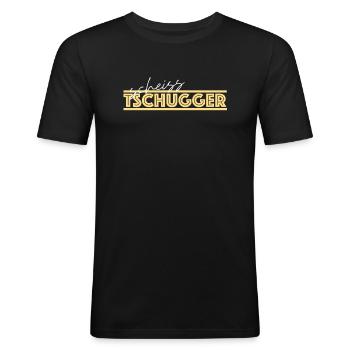 Scheiss Tschugger | Schweiz, Polizei - Männer Slim Fit T-Shirt - Schwarz - Vorne - Nik (191cm)