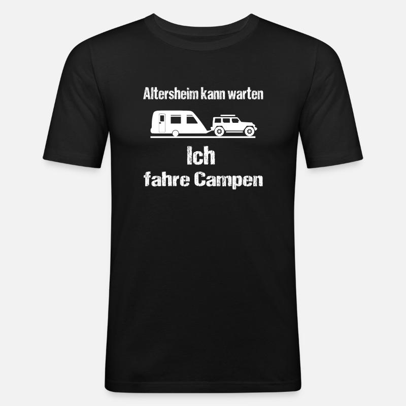 Camping - Männer Slim Fit T-Shirt - Schwarz